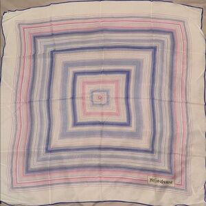 VTG Yves Saint Laurent Geometric Silk Scarf in Blue and Pink